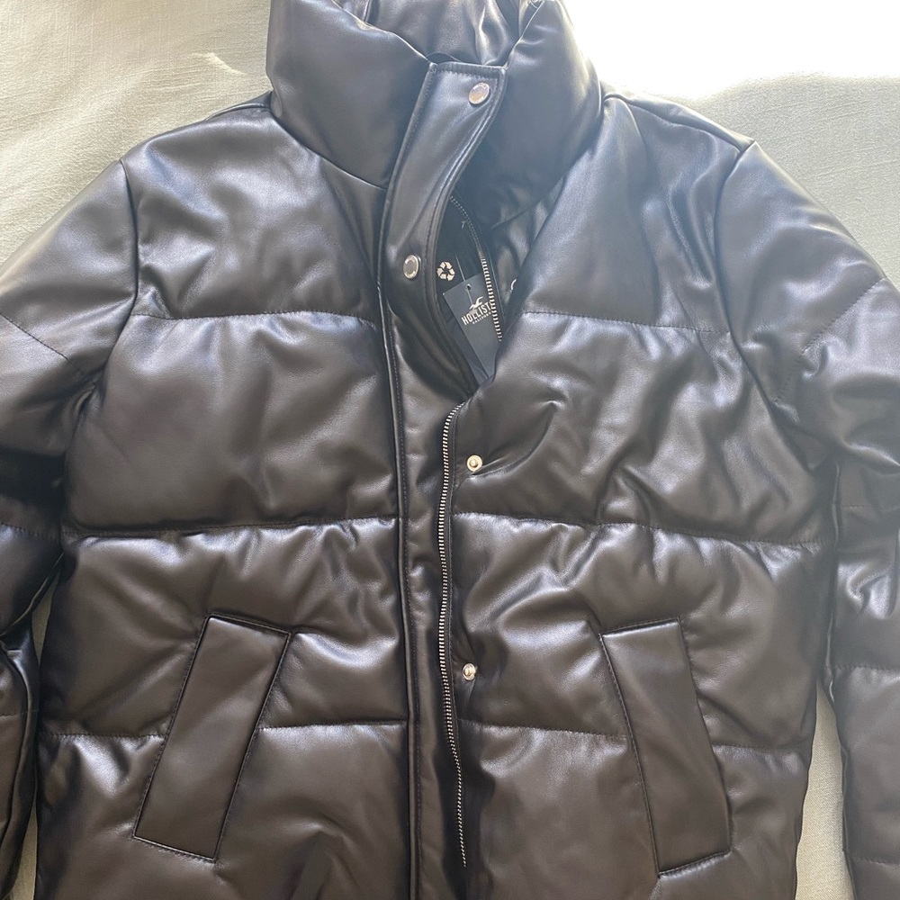 Hollister faux leather puffer jacket.